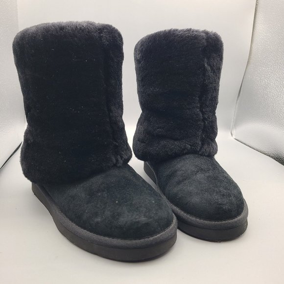 UGG AUSTRALIA boots Black Patten Lamb Fur & UGGpure 1006794 Size 5 US /36 EUR - Picture 9 of 10